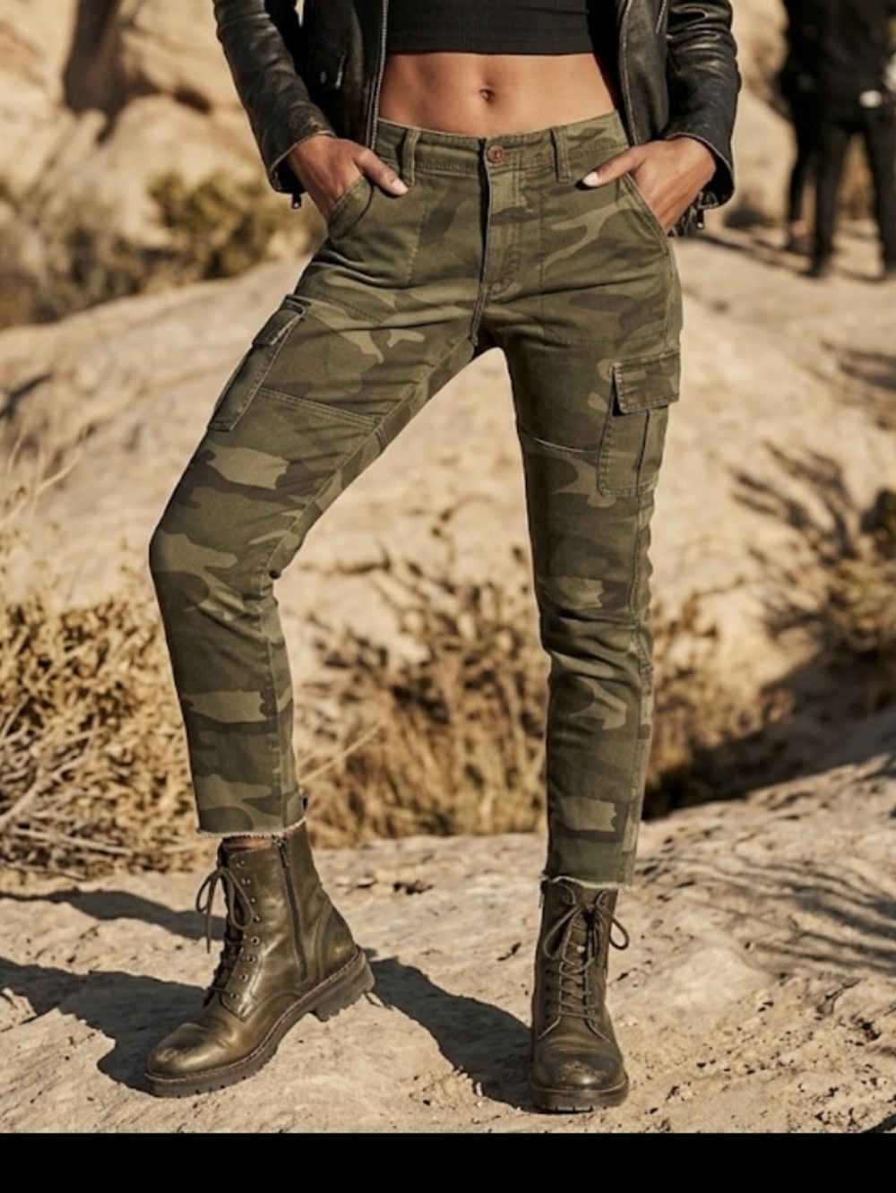 Abercrombie & Fitch Olive Green Camo Slim Boyfriend Pants